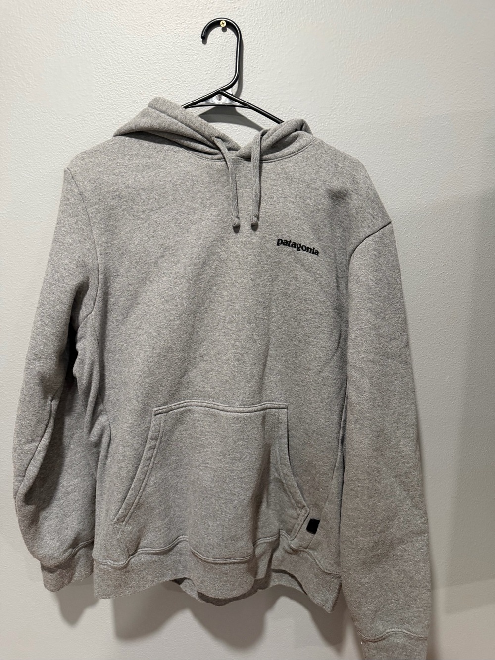 Patagonia Men’s Light Gray Pullover Hoodie with Subtle Logo